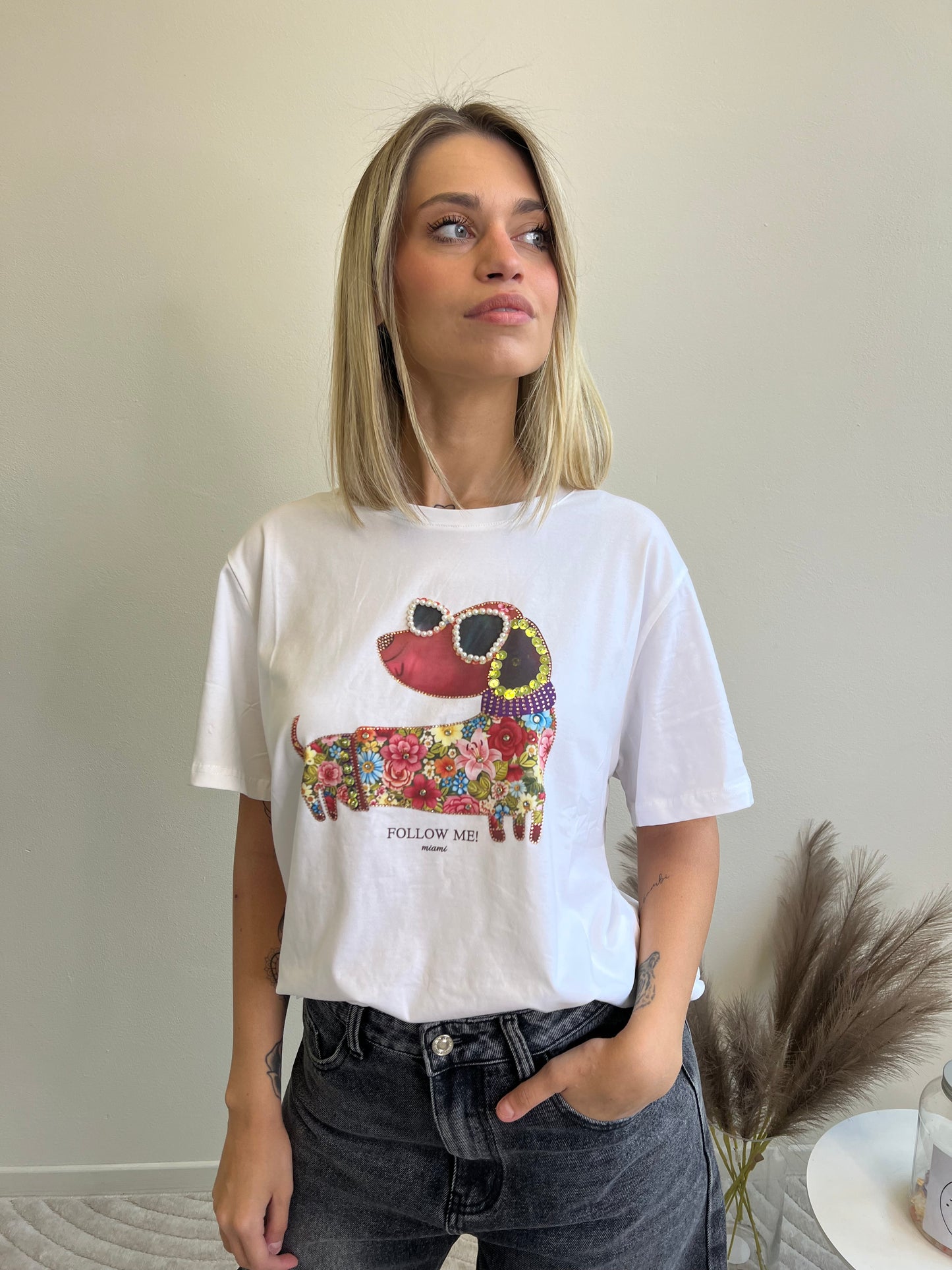 T.SHIRT BASSOTTO BIANCO