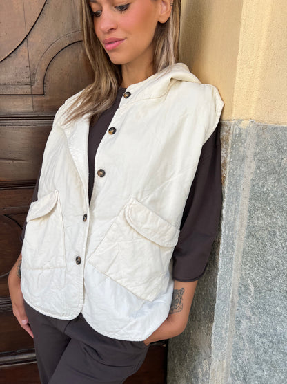 MACARON GILET TRAPUNTATO BURRO