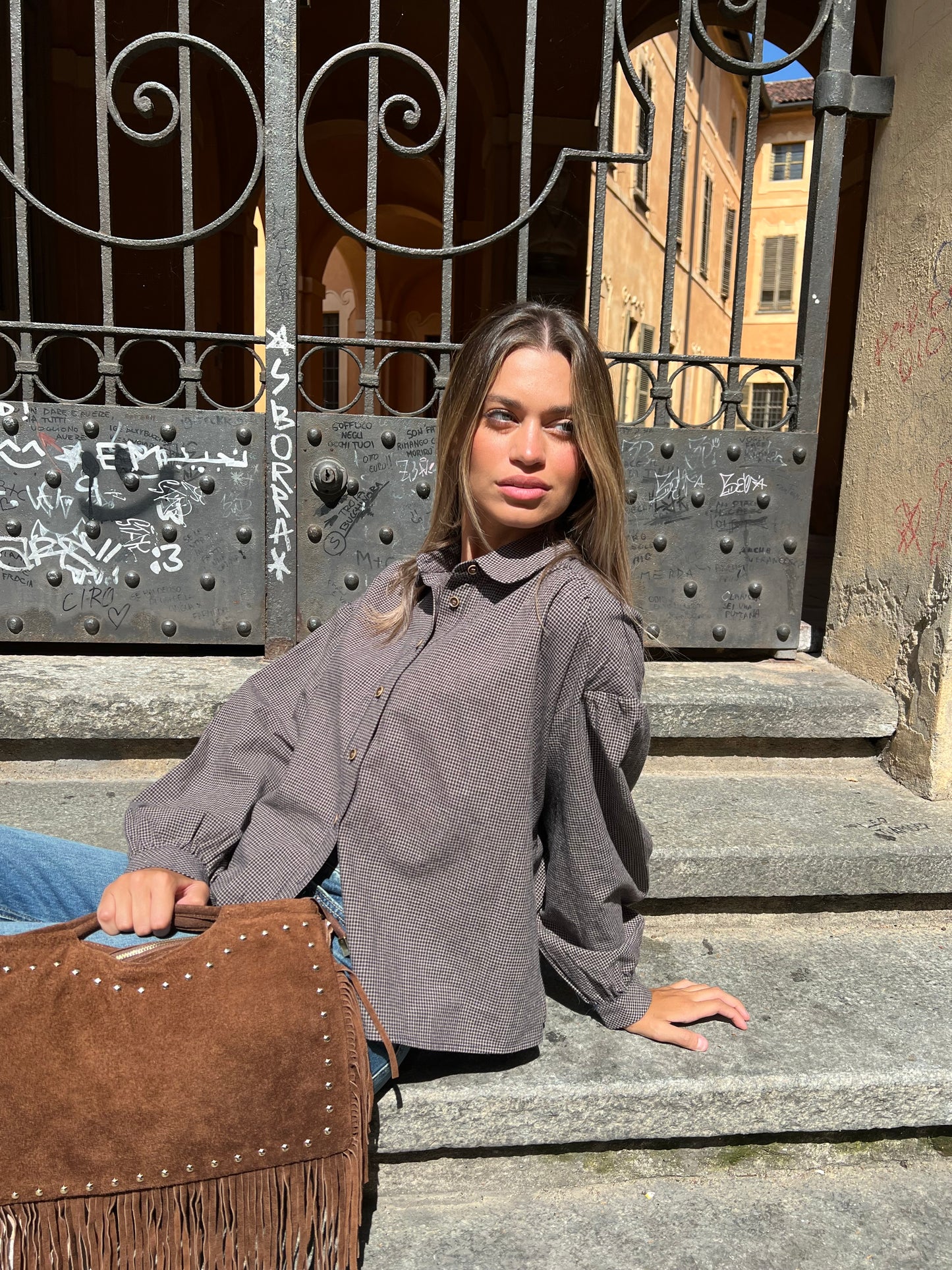 ERIN CAMICETTA QUADRETTINO BLU