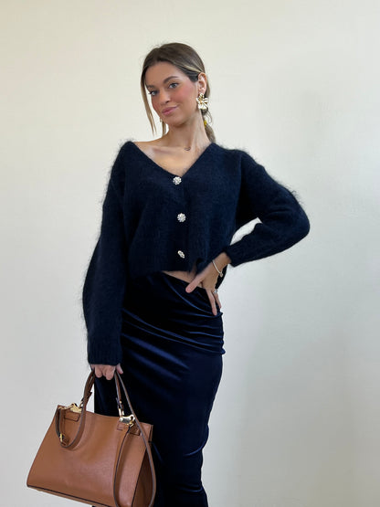 CLIO CARDIGAN MOHAIR BLU