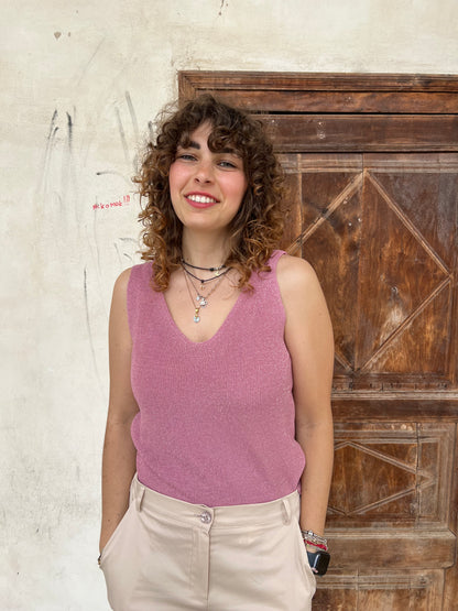 CANOTTA FILO LUREX ROSA