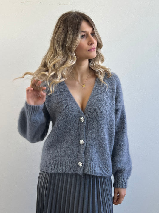 CLIO CARDIGAN MOHAIR VAR. GRIGIO PIOMBO
