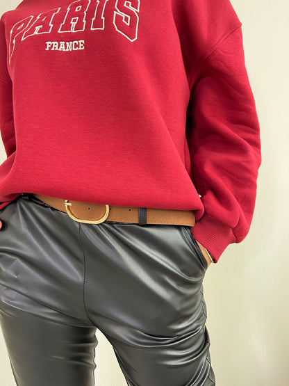PANTALONI ECOPELLE NERO