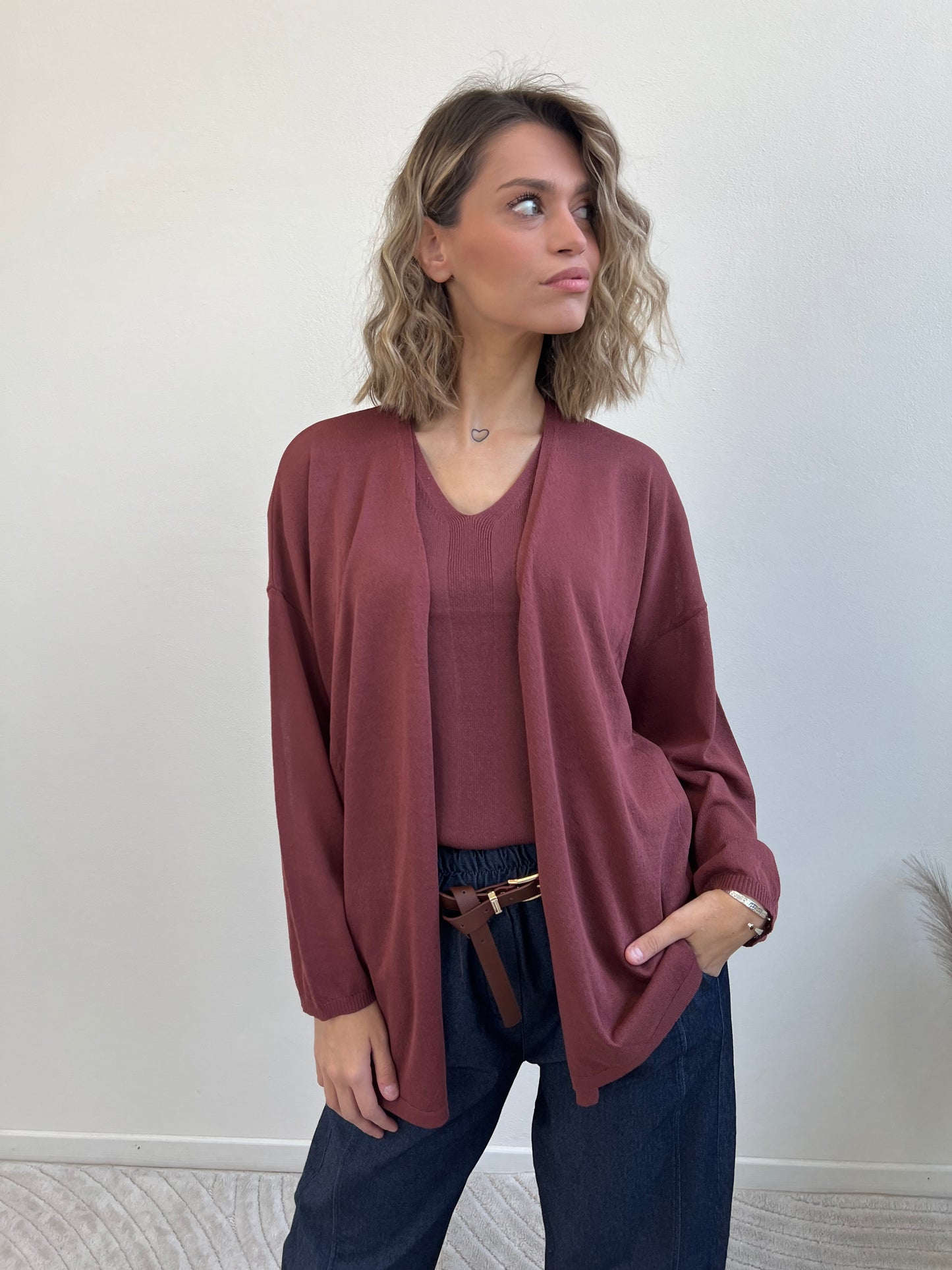 AMBRA CARDIGAN ROSSO INDIA