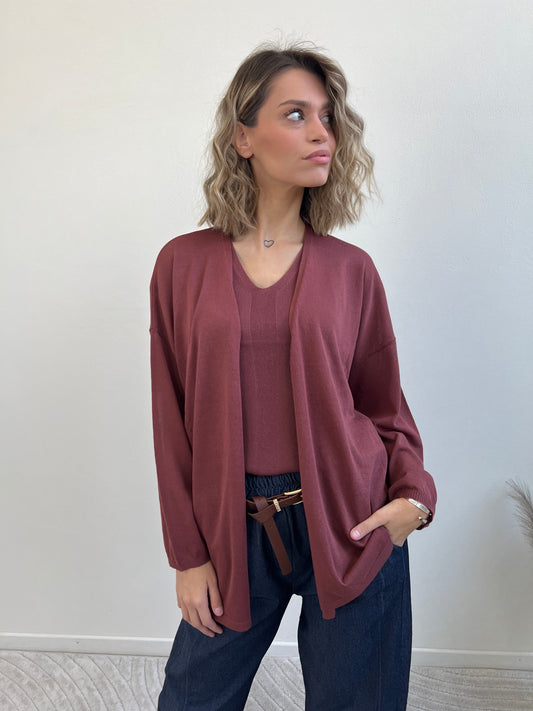 AMBRA CARDIGAN ROSSO INDIA