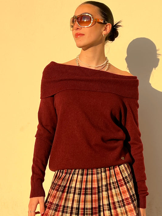 EMMA PULLOVER A SPALLE SCOPERTE BORDEAUX