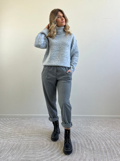 LIA PANTALONE SPINATO GRIGIO&NERO TAGLIA M