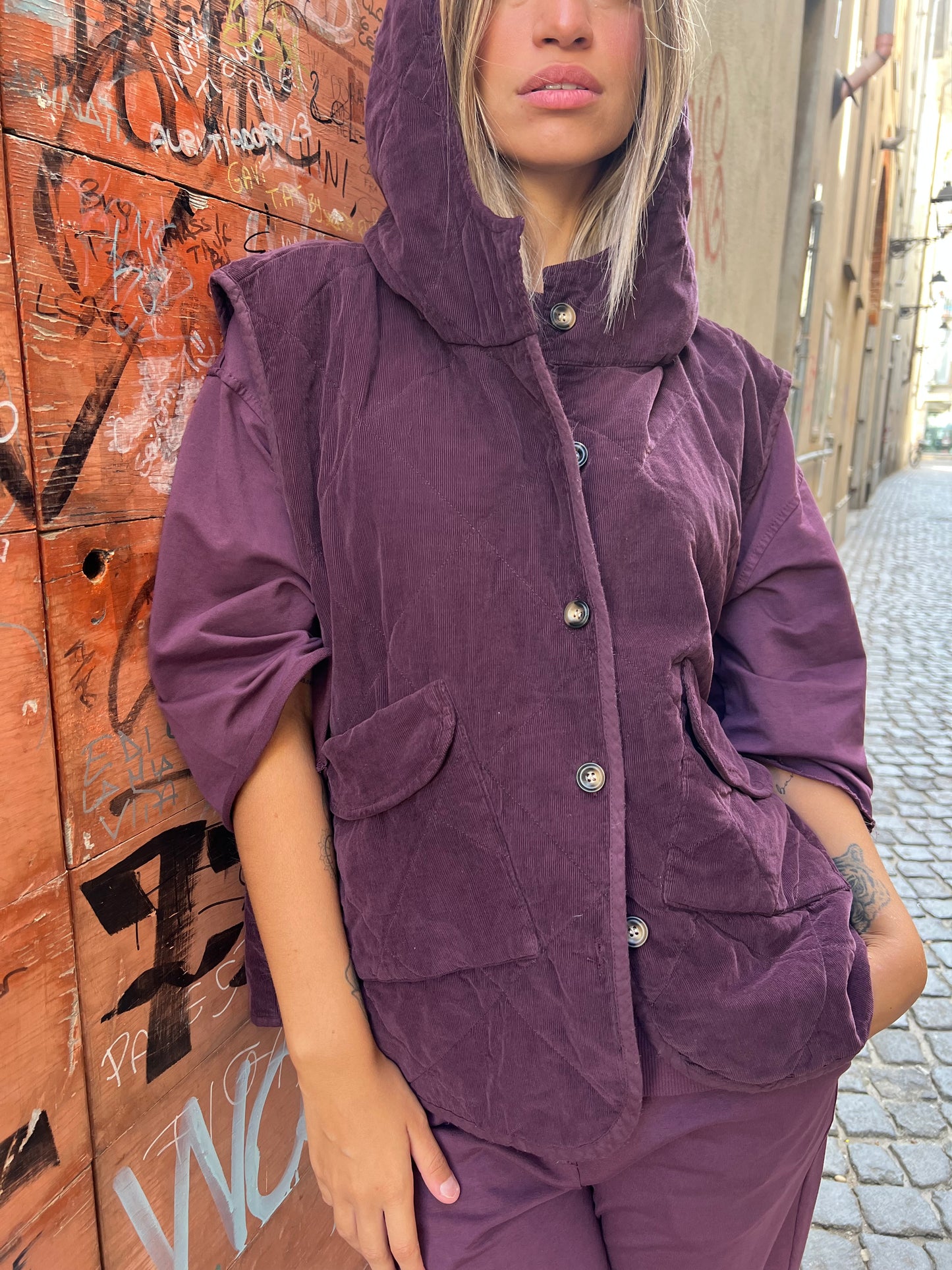 MACARON GILET TRAPUNTATO BORGOGNA