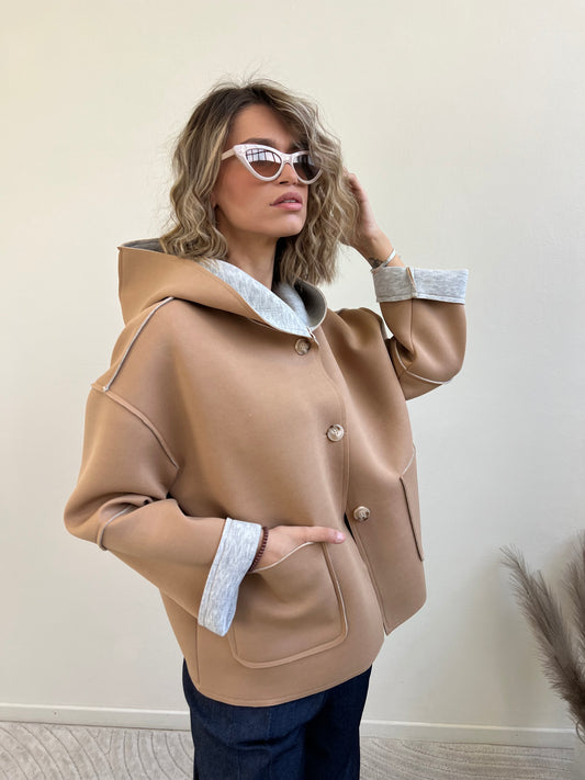 TOLOSA GIACCA NEOPRENE CAMEL