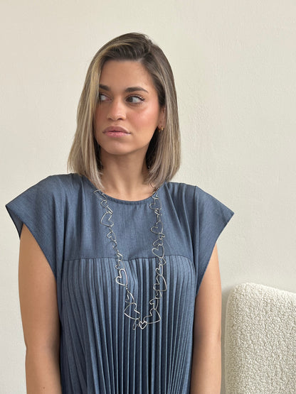 EMMA LONG DRESS PLISSÈ DENIM