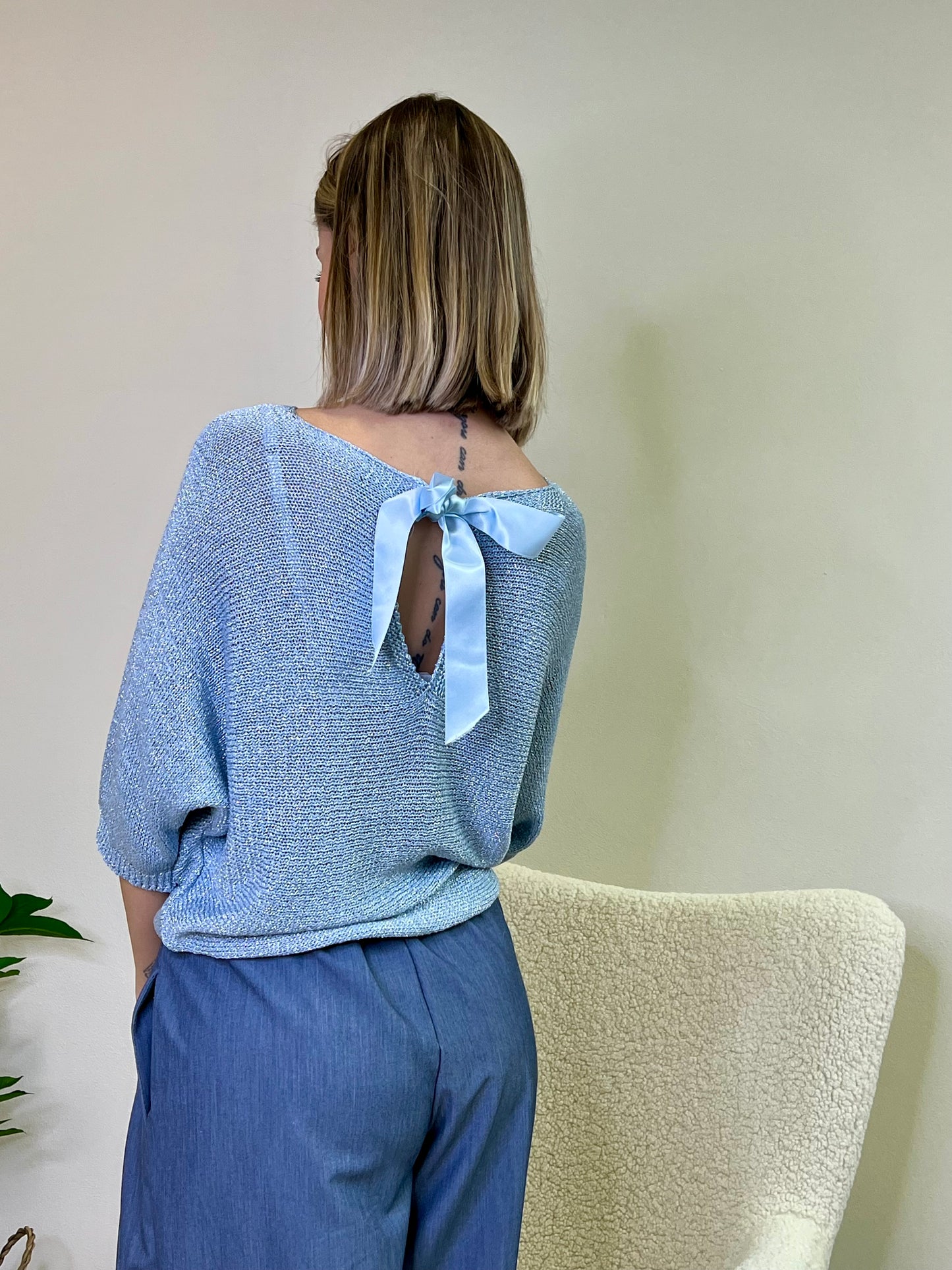ZEN PULLOVER LUREX AZZURRO