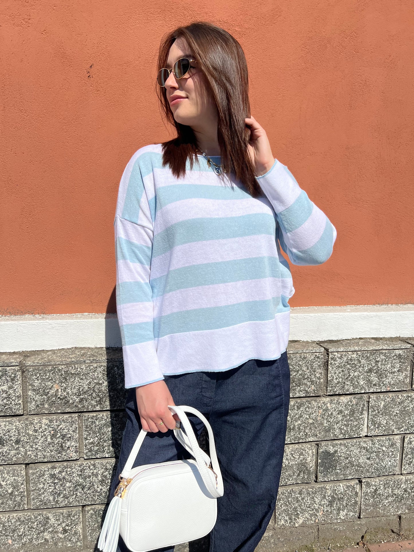 GUENDALINA MAGLIA RIGONI BIANCO & ACQUAMARINA