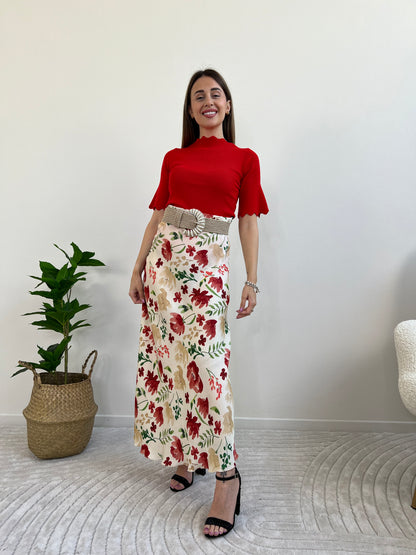 SIVIGLIA GONNA LONGUETTE FIORI GERANIO