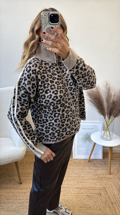 MAGLIONE ZIP ANIMALIER