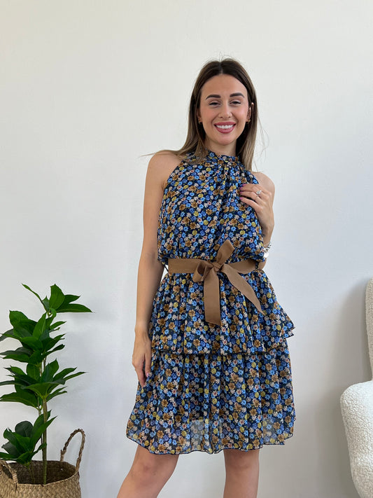 MALIBÙ mini dress a fondo blu