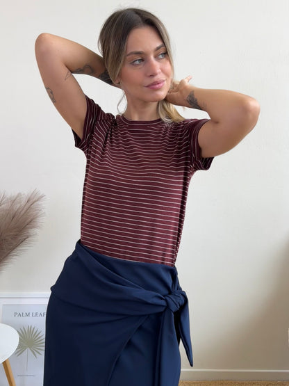 T.SHIRT NINA RIGA BORDEAUX E BIANCO