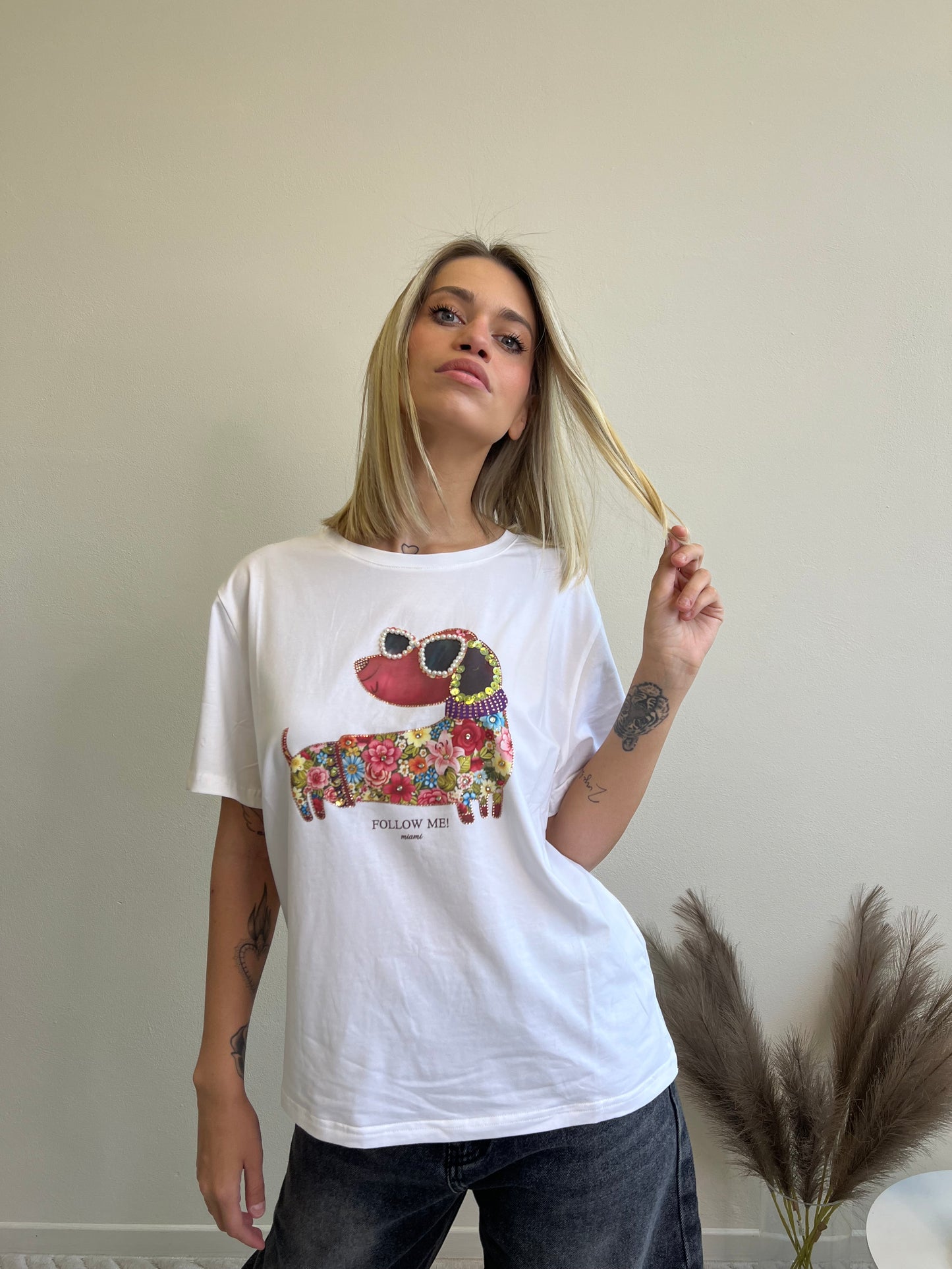 T.SHIRT BASSOTTO BIANCO