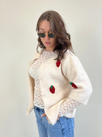 MAGLIA IN PIZZO PANNA