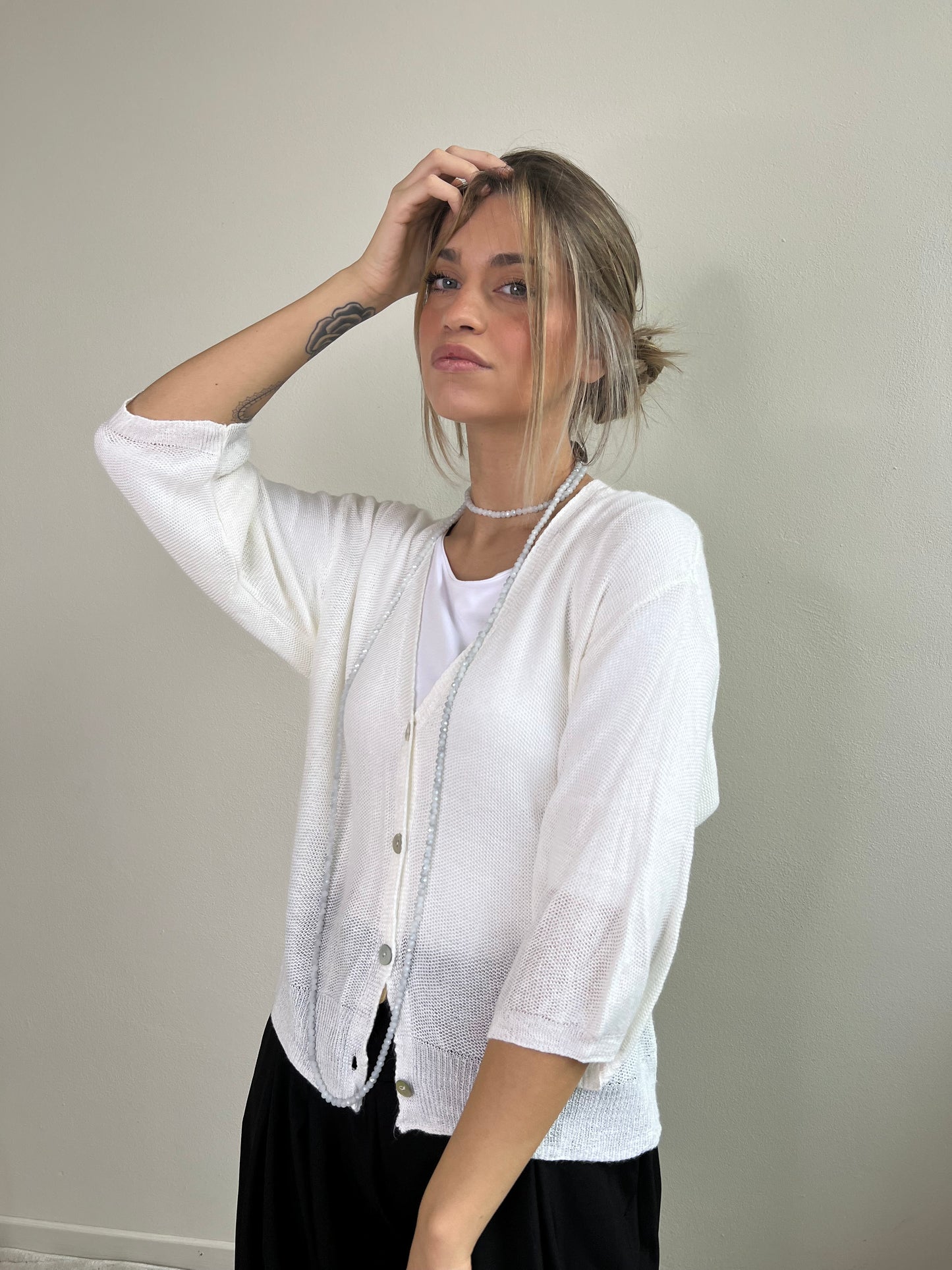 ARIEL CARDIGAN TRAFORATO BIANCO
