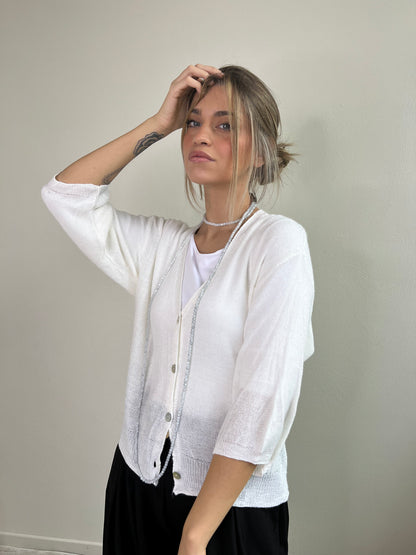 ARIEL CARDIGAN TRAFORATO BIANCO