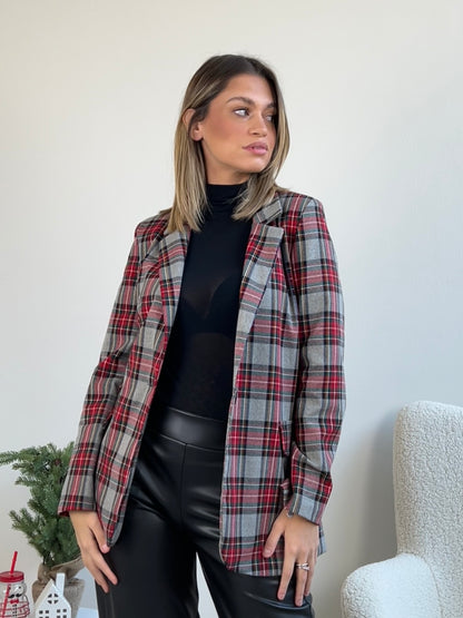 BLAZER TARTAN FONDO GRIGIO