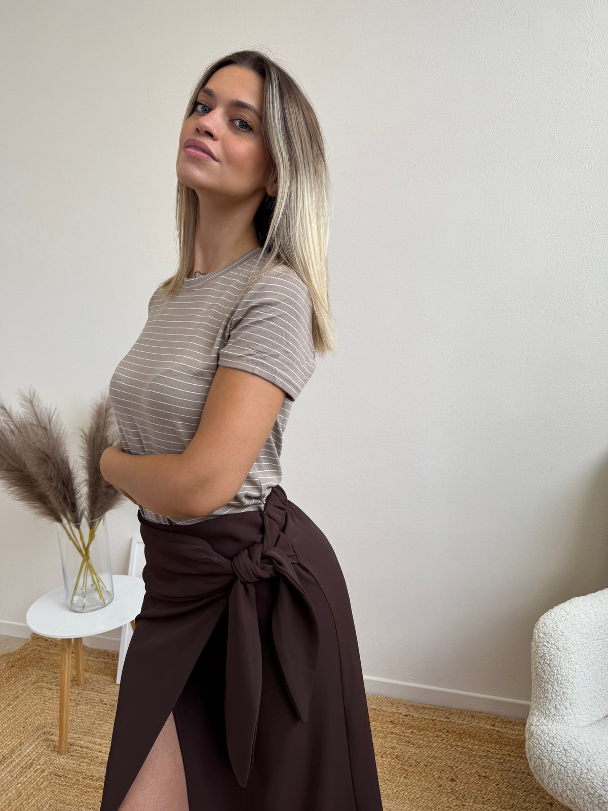 T.SHIRT NINA RIGA ECRÙ E BIANCO