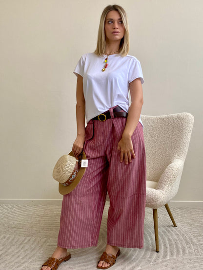 JOLIE PANTALONE GESSATO ROSSO INDIA