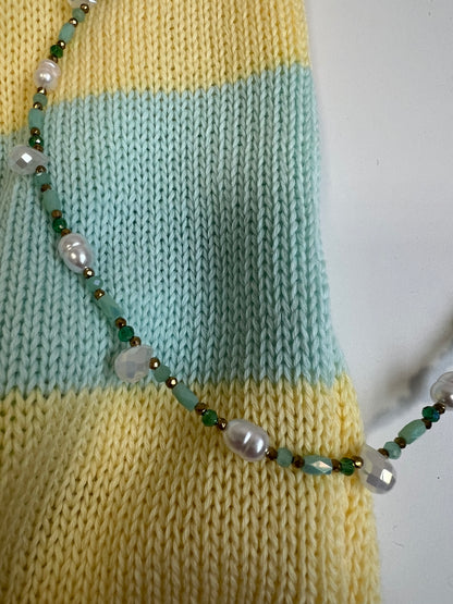 COLLANA GIROCOLLO PERLE VERDE ACQUA