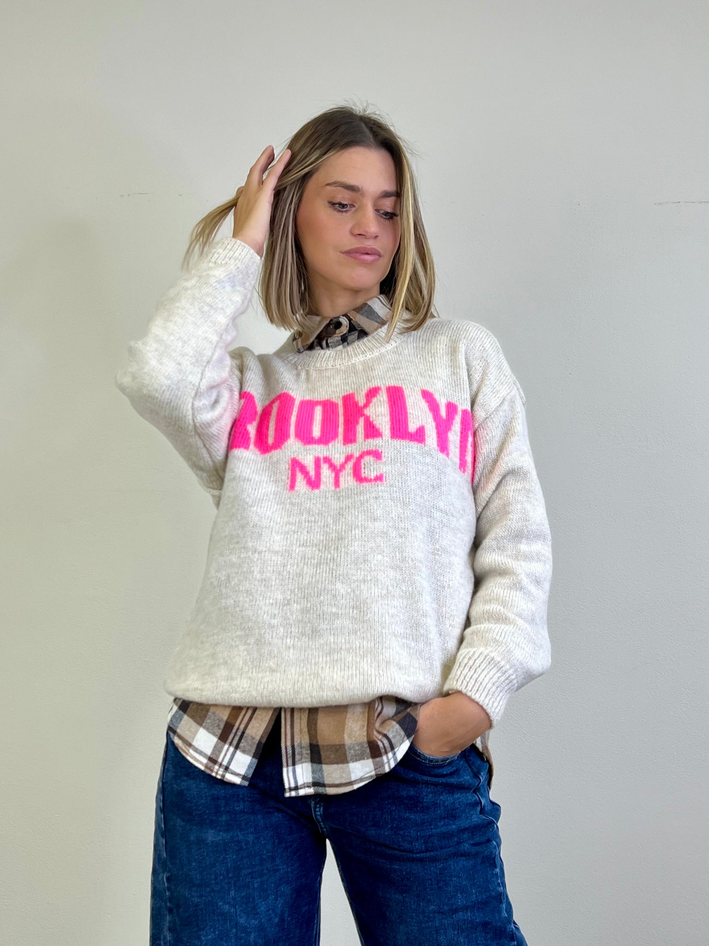 MAGLIONE BROOKLYN GIROCOLLO BEIGE