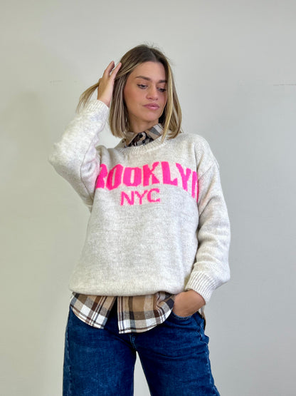 MAGLIONE BROOKLYN GIROCOLLO BEIGE