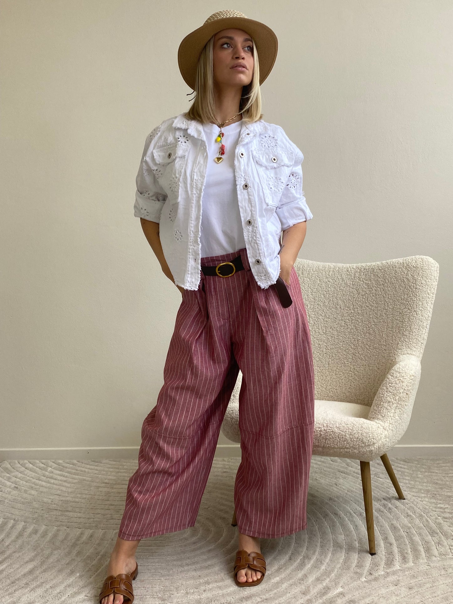 JOLIE PANTALONE GESSATO ROSSO INDIA