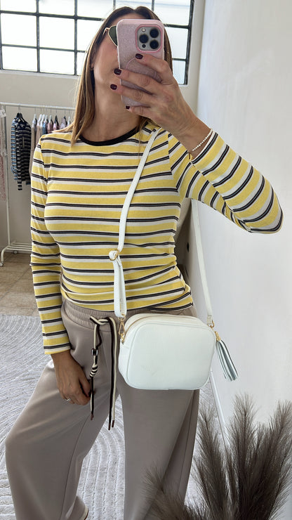 T.SHIRT A RIGHE PONZA GIALLO