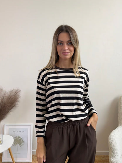 T.SHIRT LIA RIGA PANNA E NERO
