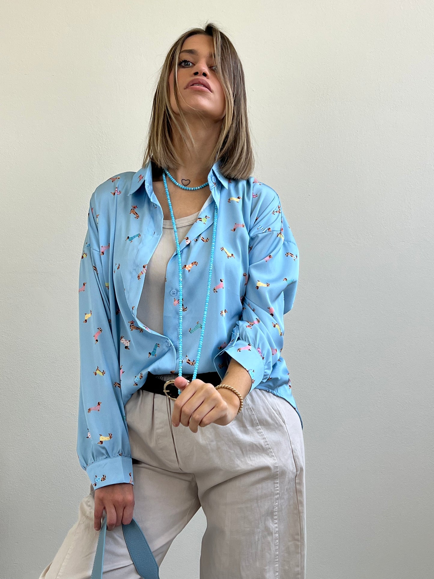 CAMICIA BASSOTTI AZZURRA