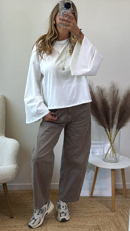 T.SHIRT MANICHE A CAMPANA BIANCA