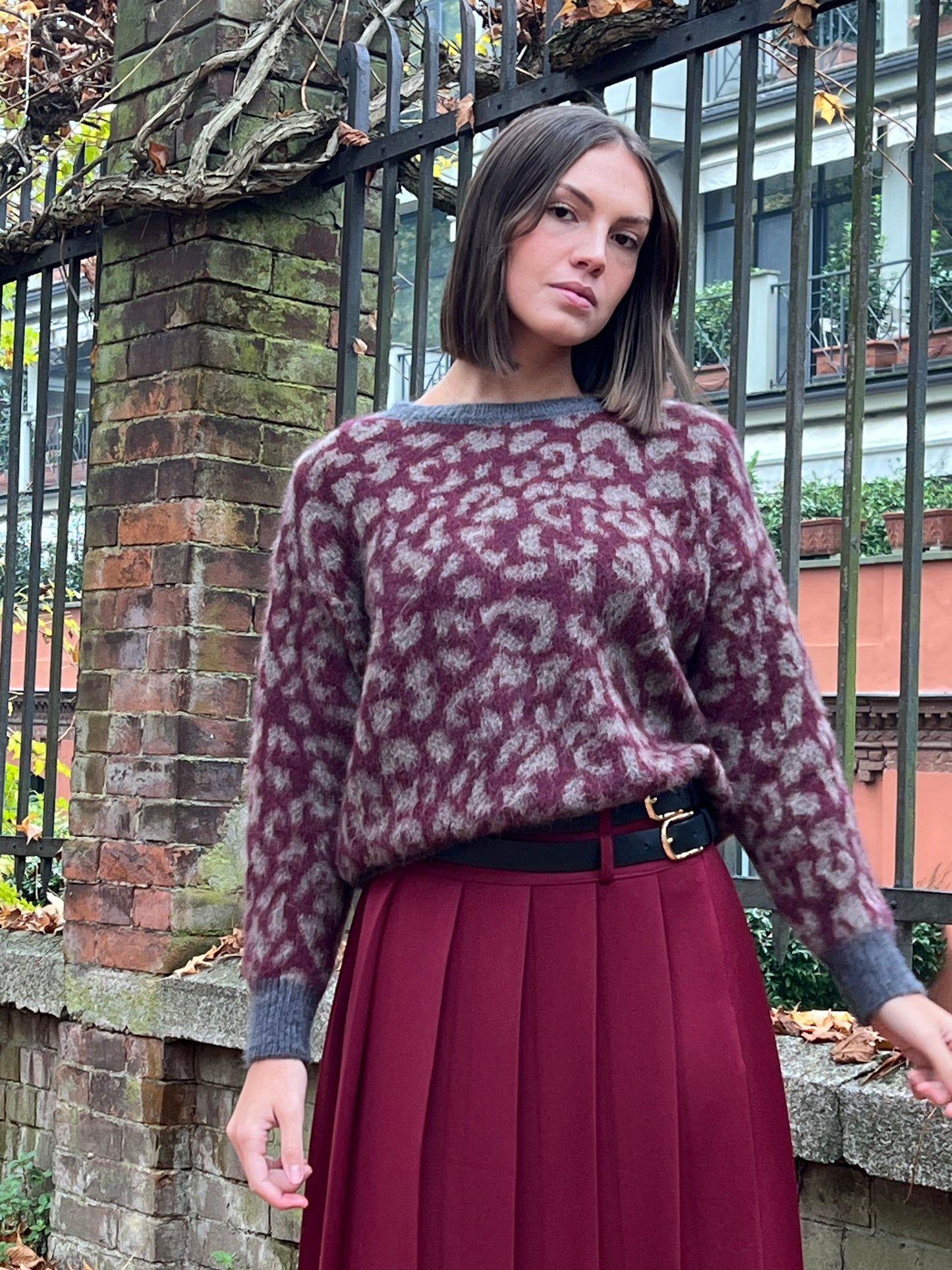 PULLOVER MACULA BORDEAUX BEIGE GRIGIO