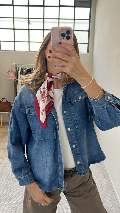 FOULARD STAMPA CACHEMIRE ROSSO E BIANCO