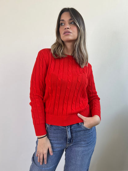PULLOVER TRECCIA CORALLO