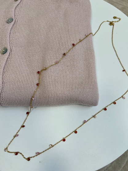 COLLANA FINE CON PIETRINE ROSA/ROSSO
