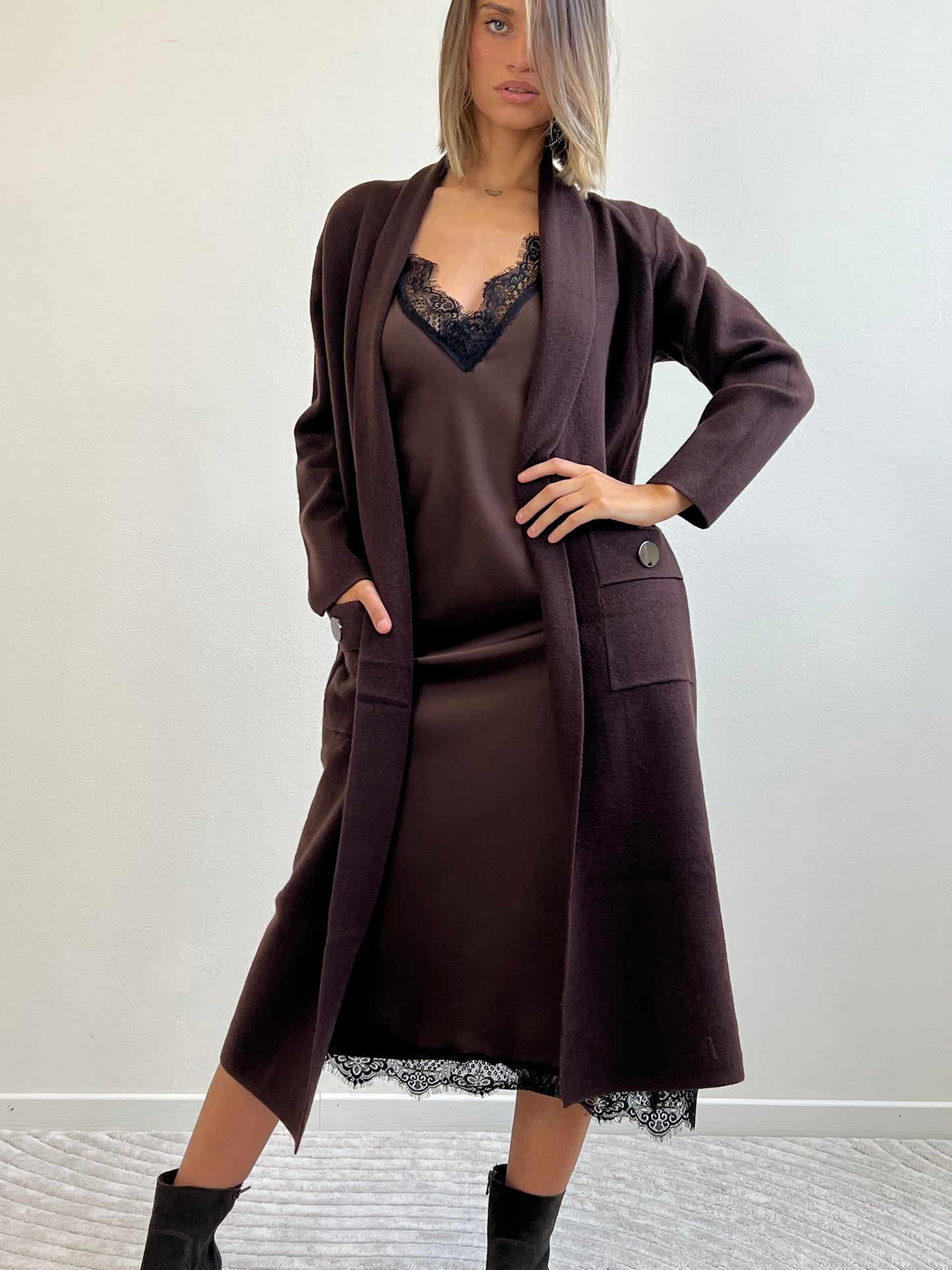 MAXI -CARDIGAN CIOCCOLATO