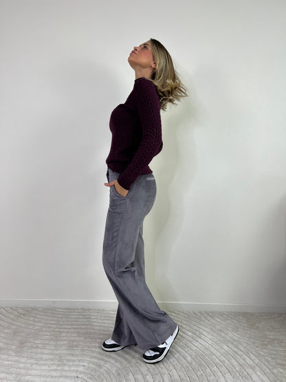 PANTALONI IN VELLUTO A COSTE GRIGIO TG.S
