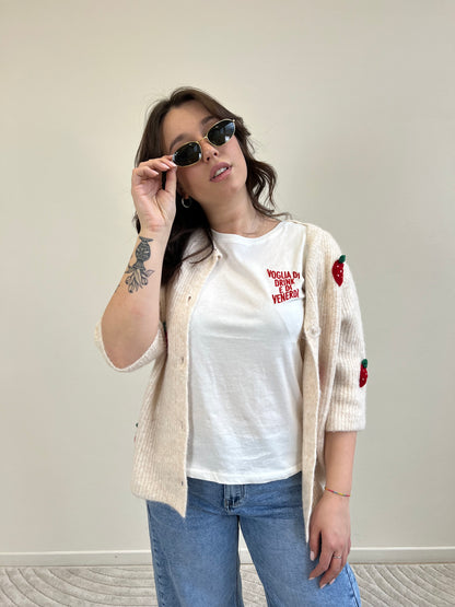 T.SHIRT SCRITTA RICAMATA