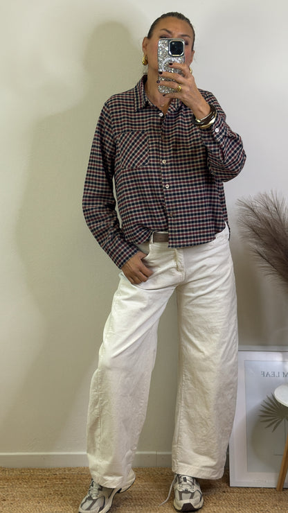 CAMICIA QUADRETTO BLU BORDEAUX BEIGE