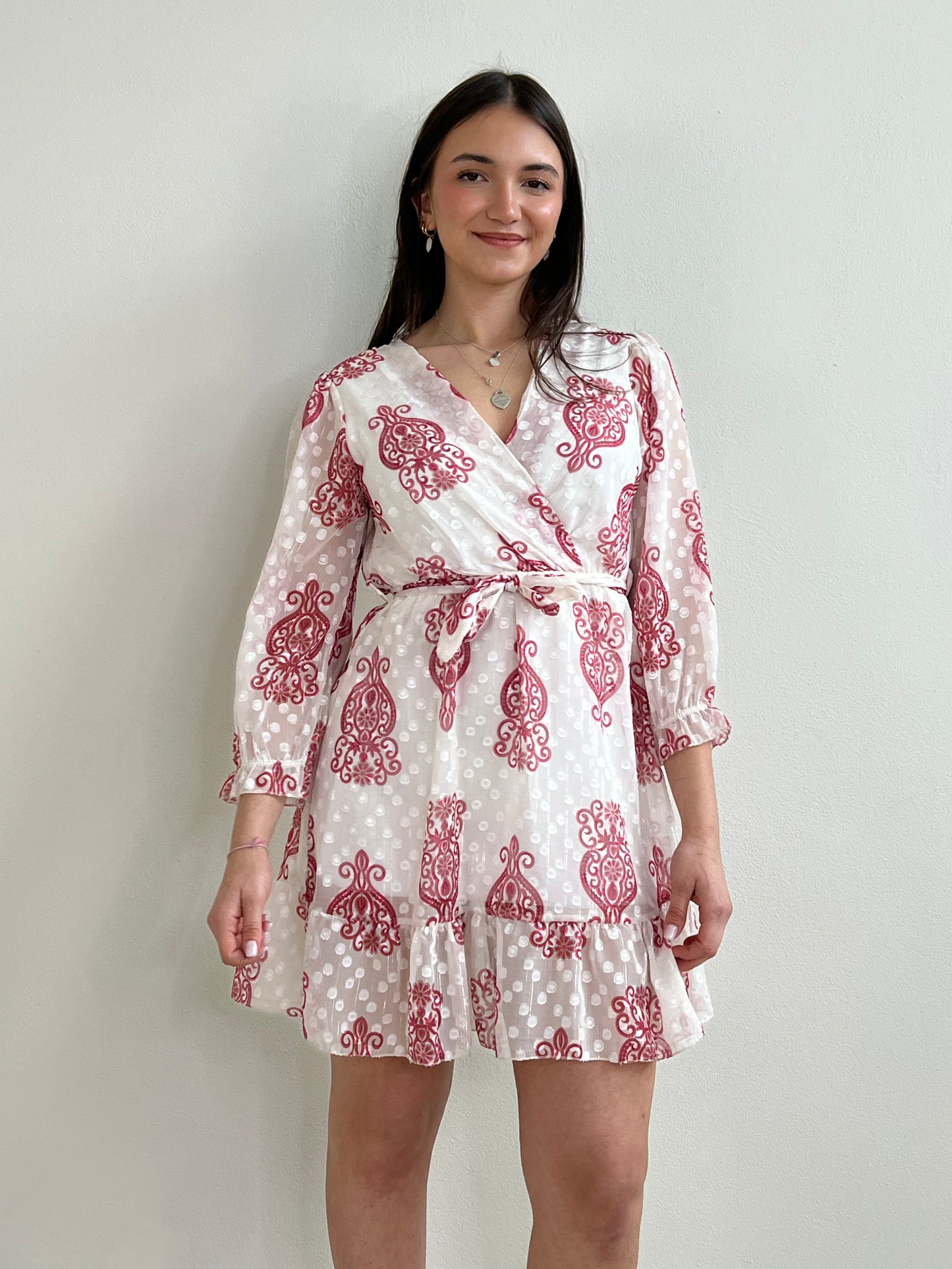 REBECCA MINI DRESS STAMPA ROSSO