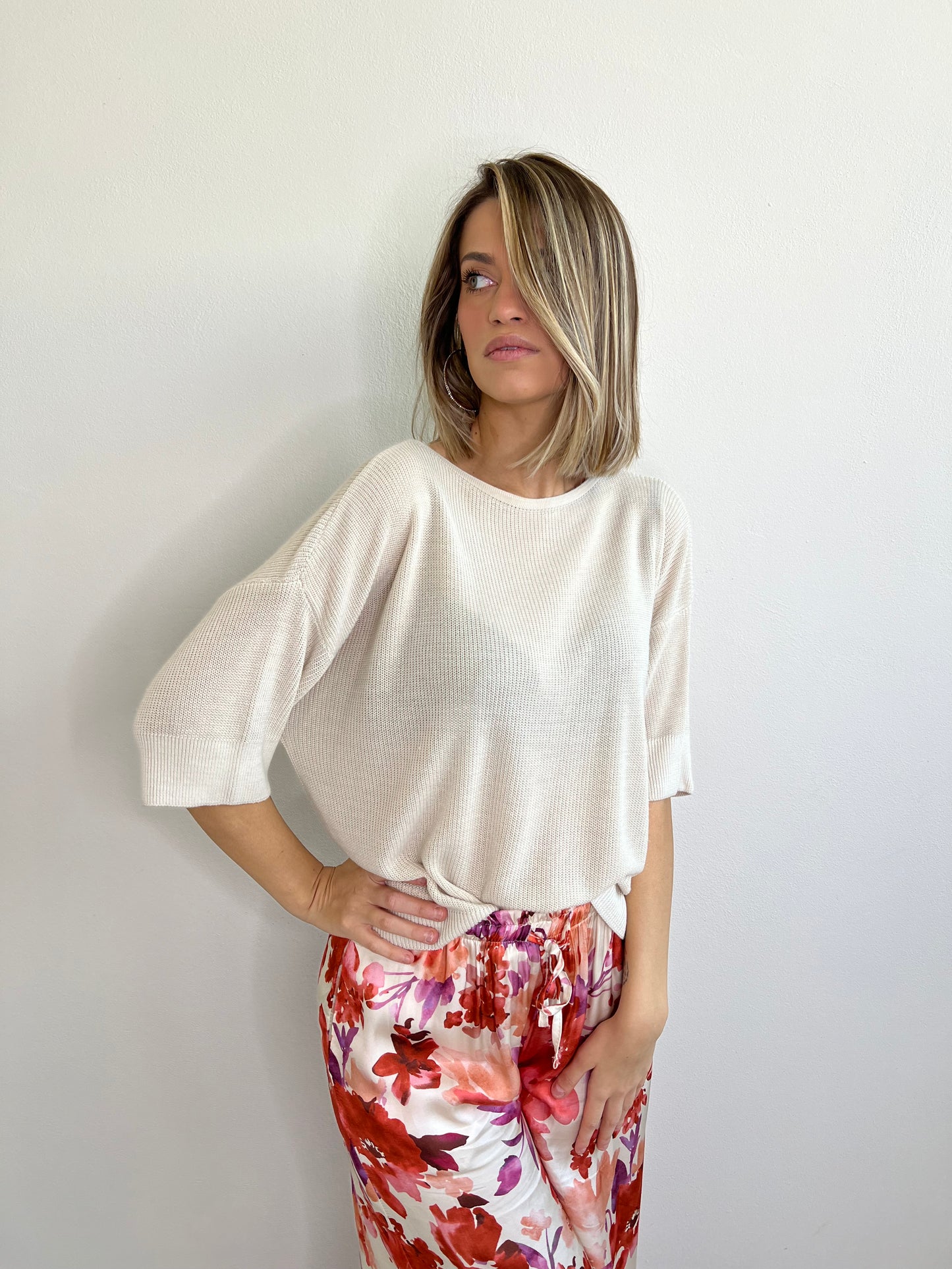 ERICE PULLOVER GIROCOLLO A BARCHETTA BEIGE