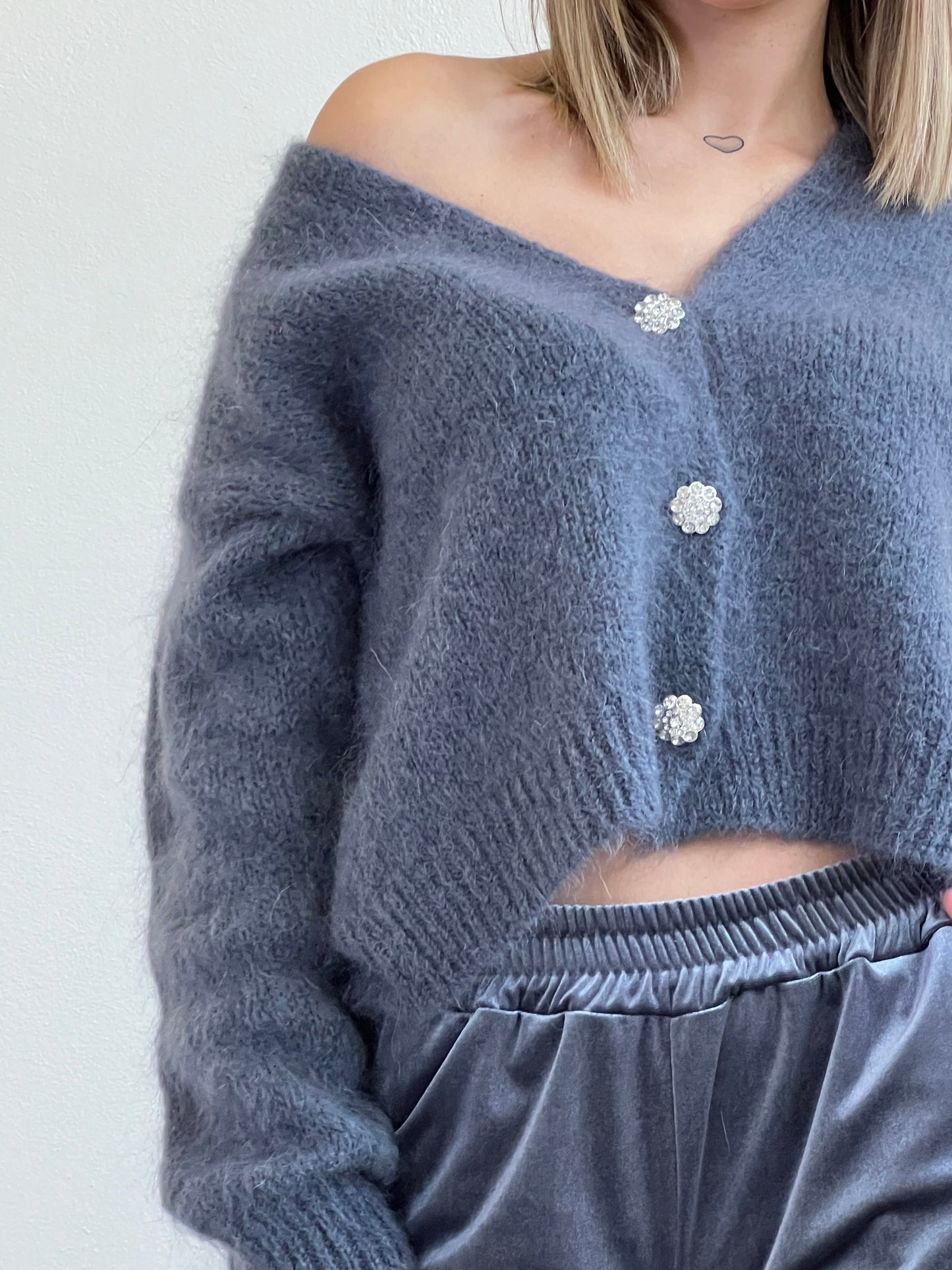 CLIO CARDIGAN MOHAIR PIOMBO