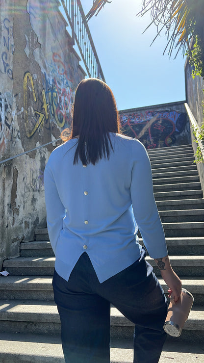 LEONOR MAGLIA IN VISCOSA AZZURRO