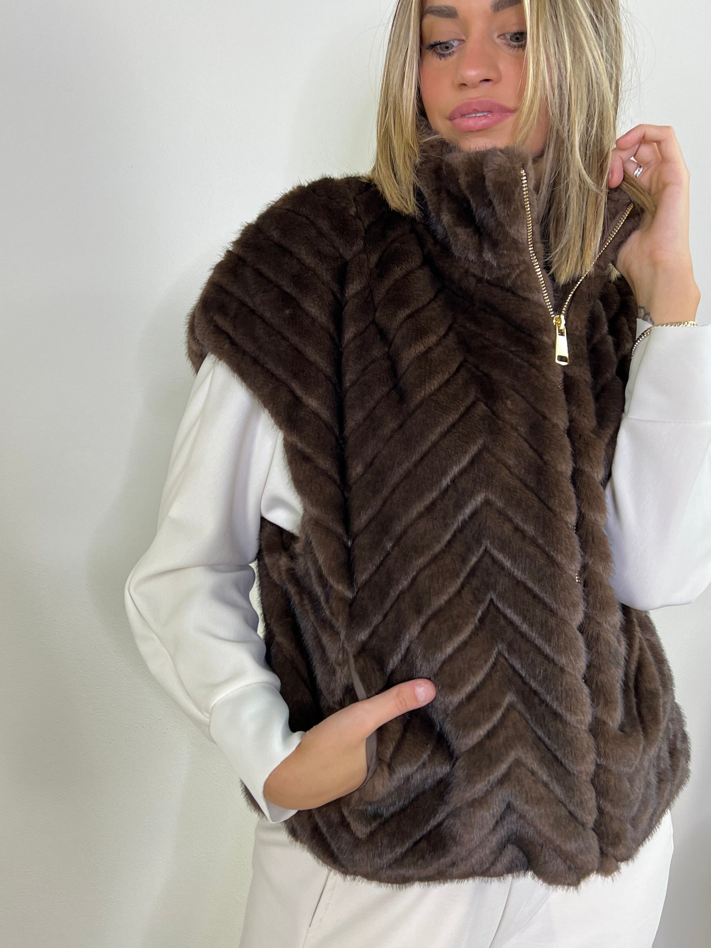 GILET ECO FUR VISONE