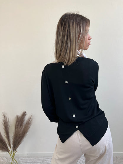 LEONOR MAGLIA IN VISCOSA NERO