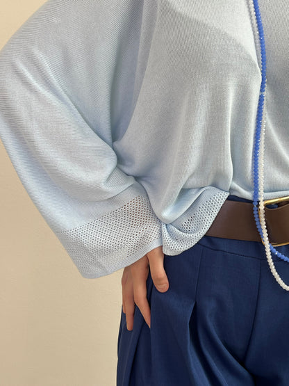PULLOVER IN FILO AZZURRO